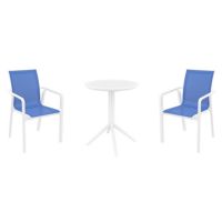 Pacific Bistro Set with Sky 24" Round Folding Table White and Blue S023121
