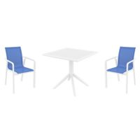 Pacific Dining Set with Sky 31" Square Table White and Blue S023106