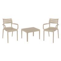 Paris Conversation Set with Sky 24" Side Table Taupe S282109