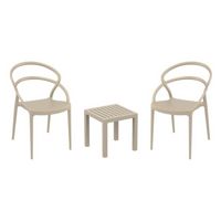 Pia Conversation Set with Ocean Side Table Taupe S086066