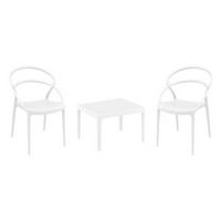 Pia Conversation Set with Sky 24" Side Table White S086109