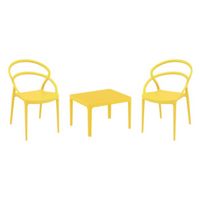 Pia Conversation Set with Sky 24" Side Table Yellow S086109
