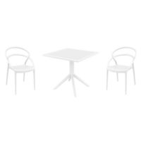 Pia Dining Set with Sky 31" Square Table White ISP1067S