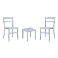 Tiffany Conversation Set with Ocean Side Table Silver Gray S018066