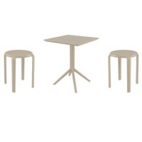 Tom Bistro Set with Sky 24" Square Folding Table Taupe S286114