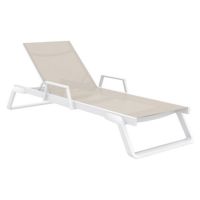 Tropic Arm Sling Chaise Lounge White Frame Taupe Sling ISP708A