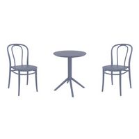 Victor Bistro Set with Sky 24" Round Folding Table Dark Gray S252121