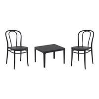 Victor Conversation Set with Sky 24" Side Table Black S252109
