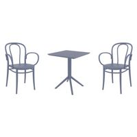 Victor XL Bistro Set with Sky 24" Square Folding Table Dark Gray S253114