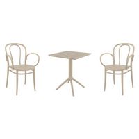 Victor XL Bistro Set with Sky 24" Square Folding Table Taupe S253114