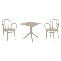 Victor XL Dining Set with Sky 27" Square Table Taupe S253108