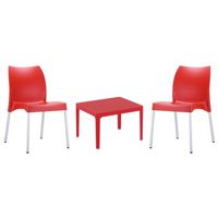 Vita Conversation Set with Sky 24" Side Table Red S049109