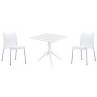 Vita Dining Set with Sky 31" Square Table White S049106