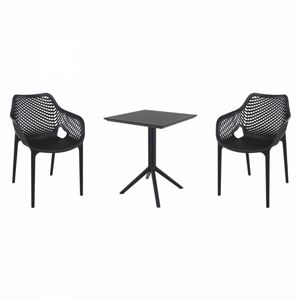 Air XL Bistro Set with Sky 24" Square Folding Table Black S007114