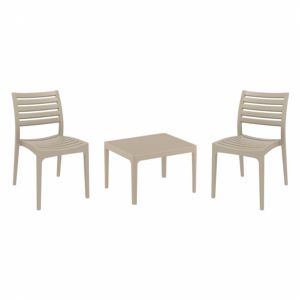 Ares Conversation Set with Sky 24" Side Table Taupe S009109