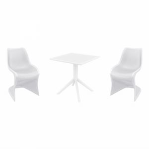Bloom Dining Set with Sky 27" Square Table White S048108