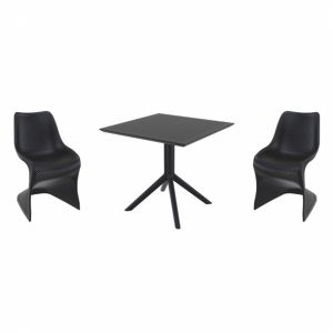 Bloom Dining Set with Sky 31" Square Table Black ISP0484S