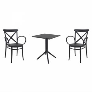 Cross XL Bistro Set with Sky 24" Square Folding Table Black S256114