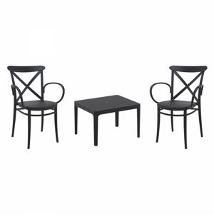 Cross XL Conversation Set with Sky 24" Side Table Black S256109
