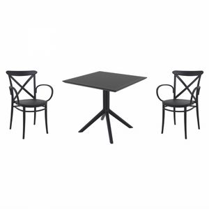 Cross XL Dining Set with Sky 31" Square Table Black S256106