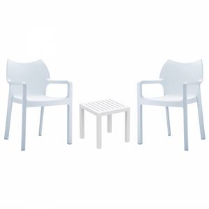 Diva Conversation Set with Ocean Side Table White S028066