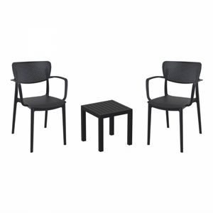 Loft Conversation Set with Ocean Side Table Black S128066