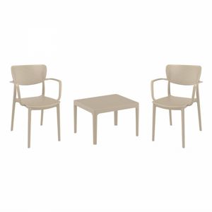 Loft Conversation Set with Sky 24" Side Table Taupe S128109