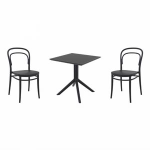 Marie Dining Set with Sky 27" Square Table Black S251108