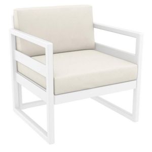 Mykonos Patio Club Chair White with Natural Cushion ISP131