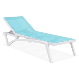 Pacific Stacking Sling Chaise Lounge White - Turquoise ISP089-WHI-TRQ