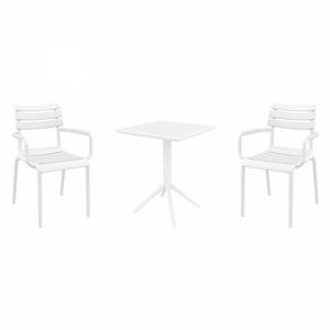 Paris Bistro Set with Sky 24" Square Folding Table White S282114