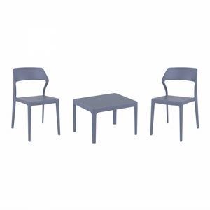 Snow Conversation Set with Sky 24" Side Table Dark Gray S092109
