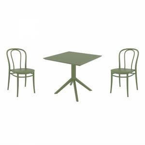 Victor Dining Set with Sky 31" Square Table Olive Green S252106