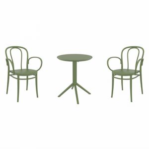 Victor XL Bistro Set with Sky 24" Round Folding Table Olive Green S253121