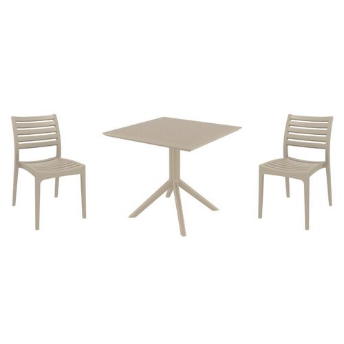 Ares Dining Set with Sky 31" Square Table Taupe S009106-DVR