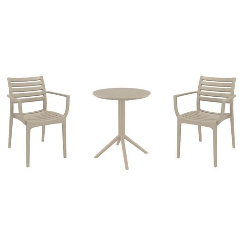 Artemis Bistro Set with Sky 24" Round Folding Table Taupe S011121-DVR