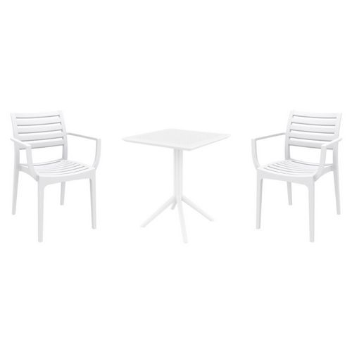 Artemis Bistro Set with Sky 24" Square Folding Table White S011114-WHI
