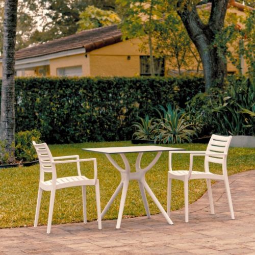 Artemis Outdoor Dining Set with 2 Arm Chairs White ISP7000S-WHI