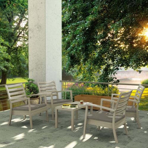 Artemis XL Outdoor Club Seating set 5 Piece Taupe with Taupe Cushion ISP004S5-DVR-CTA
