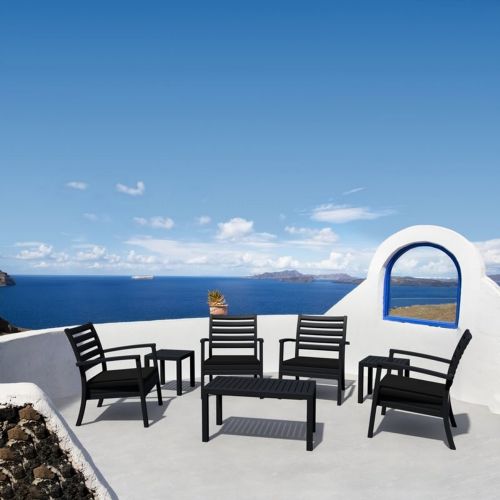 Artemis XL Outdoor Club Seating set 7 Piece Black with Black Cushion ISP004S7-BLA-CBL