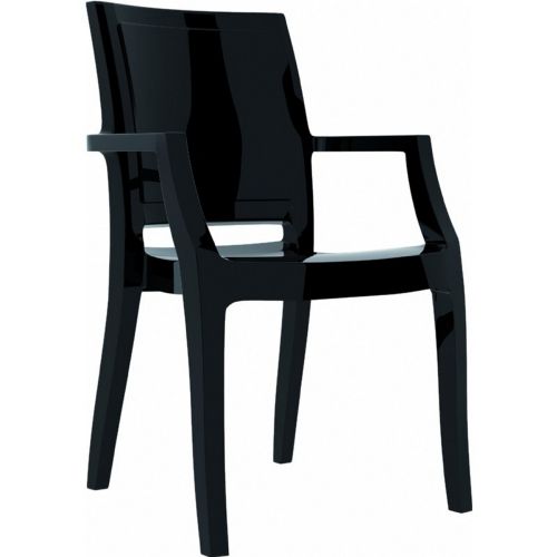 Arthur Glossy Polycarbonate Arm Chair Black ISP053-GBLA