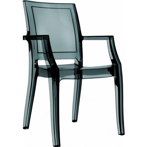Arthur Transparent Polycarbonate Arm Chair Black ISP053-TBLA