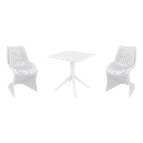 Bloom Dining Set with Sky 27" Square Table White S048108-WHI