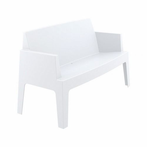 Box Outdoor Bench Sofa White ISP063-WHI