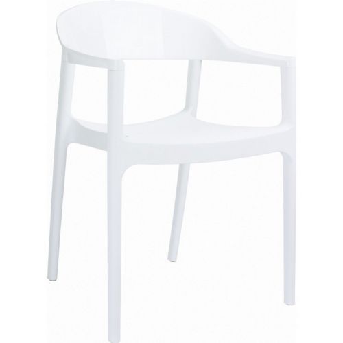 Carmen Dining Armchair White with Glossy White Back ISP059-WHI-GWHI