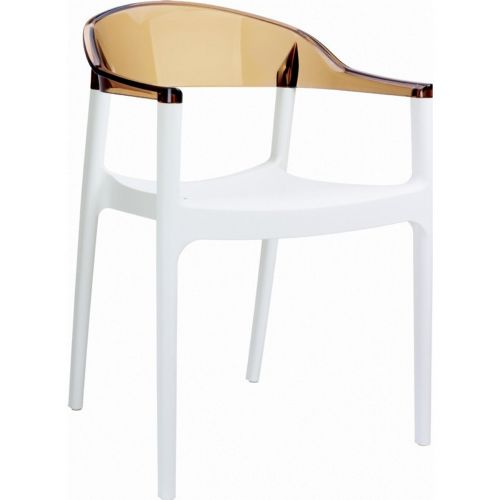 Carmen Dining Armchair White with Transparent Amber Back ISP059-WHI-TAMB