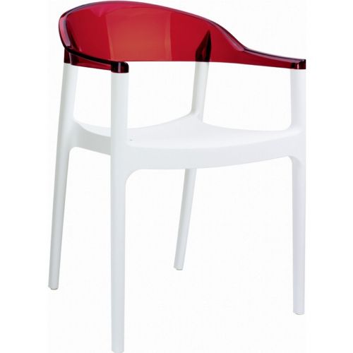 Carmen Dining Armchair White with Transparent Red Back ISP059-WHI-TRED