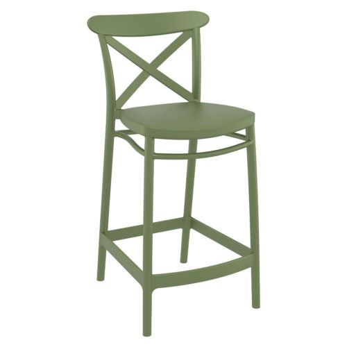 Cross Outdoor Counter Stool Olive Green ISP264-OLG