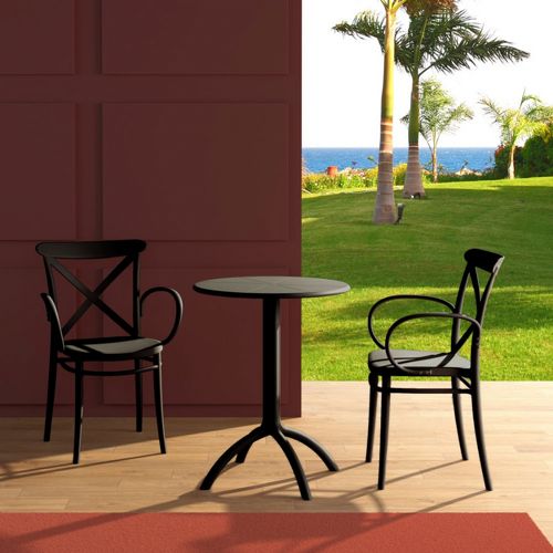 Cross XL Bistro Set with Octopus 24" Round Table Black S256160-BLA