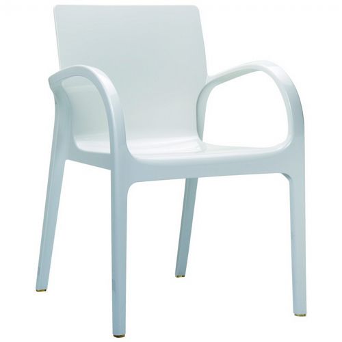 Dejavu Glossy Plastic Outdoor Arm Chair White ISP032-GWHI